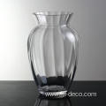 WHOLESALE CHEAP HAND BLOWN RIBBED CLEAR GLASS VASE